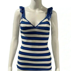 Guess Sleeveless Blue‎ White Striped Tank Top Size M